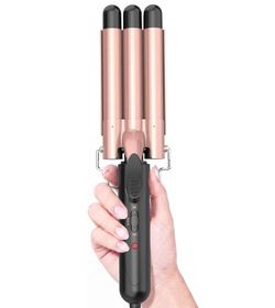 3 Barrel Hair Crimper Dual Voltage 450℉ Fast Heating 360 Swivel Cord Rose Gold