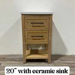 20” Solid Wood Bathroom Vanity Cabinet with Ceramic Sink(Open Box)