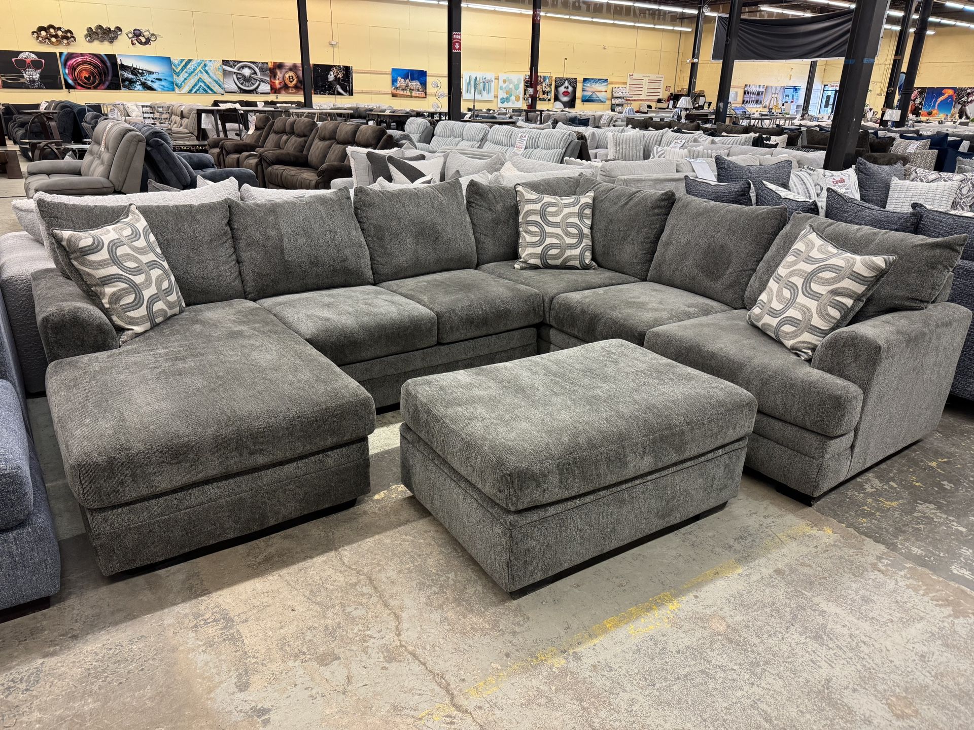 Cozy Comfortable 2 Piece Sectional. Storage Ottoman Available Also. See Below For Details.