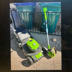 Greenworks 40V Electric Lawnmower + Trimmer Combo