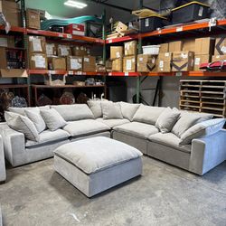 Aiden & Ivy Sereen 6-Piece Modular Cloud Sofa Sectional – Taupe