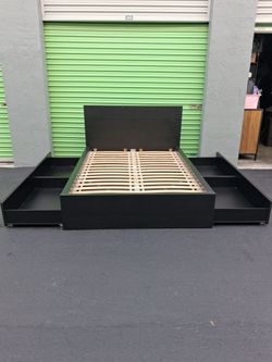 IKEA full size bed frame with 4 storage drawers