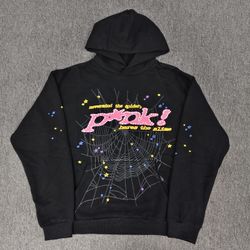 Sp5der Black/Pink Hoodie - Size Large