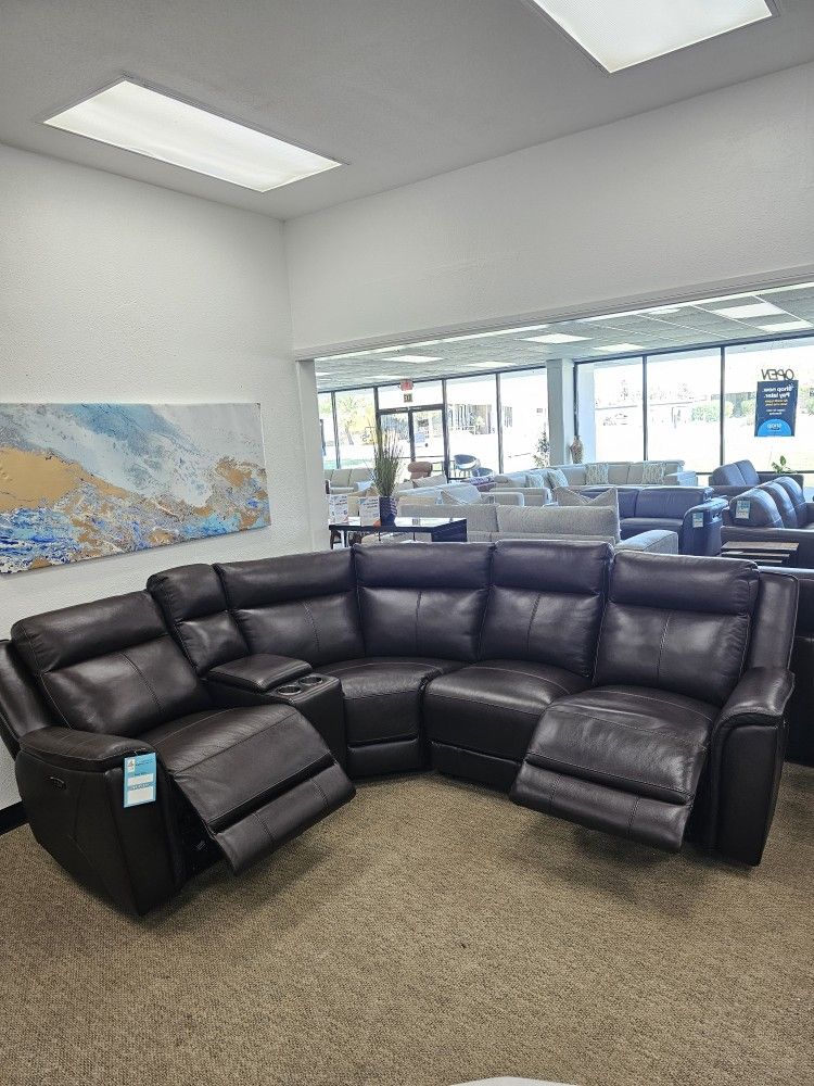 5-pc Leather Sectional Sofa-Addyson