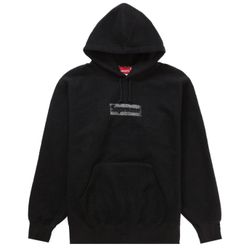 Supreme SS23 Inside Out Box Logo Hooded Sweatshirt - Black - Size Large