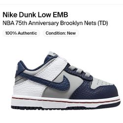 Nike Dunk Low 75th Anniversary NY Nets Toddler Size 4c