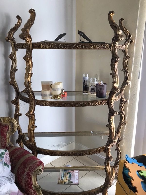 Antique Shelving Organizer with Glass shelves