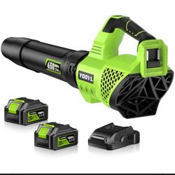 YOOVL Cordless Leaf Blower 2 battery and charger