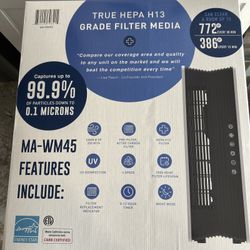 Medify Air Wall Mount True HEPA H13 Large Room Air Purifier White MA-WM45