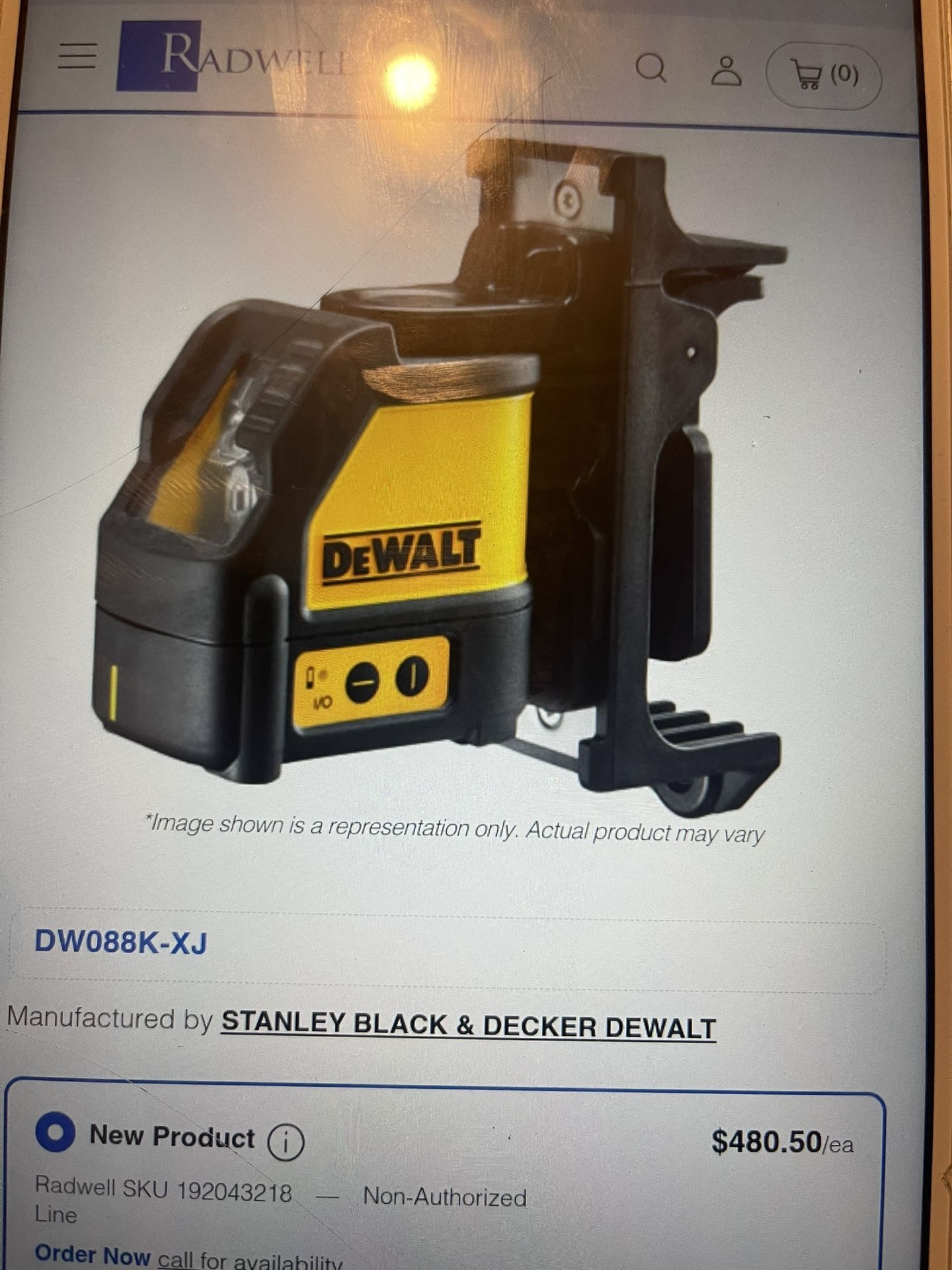 DEWALT Cross Line Laser: 2 Lines and 0 Dots, Red Beam, 0 Planes, ±1/8 in @ 30 ft Accuracy, Included