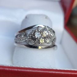 Diamond Ring set as flower cluster w/ diamond pedals 