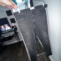 Checkerboard side stripe hm black jeans