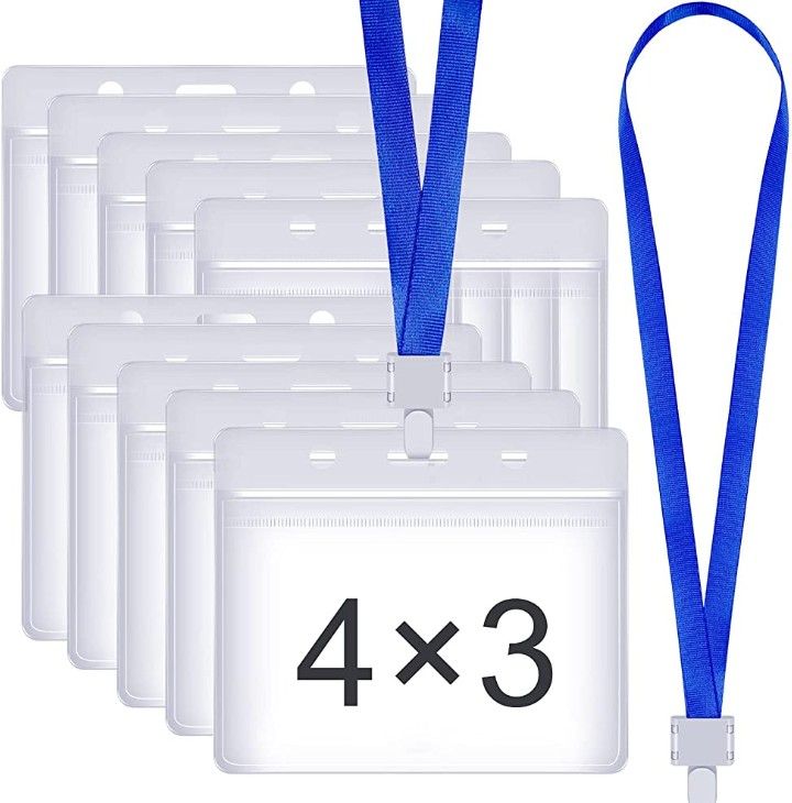 Badge holders W/blue lanyards- 10pcs in a Pack