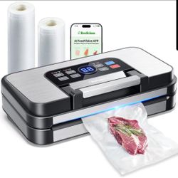 Vacuum Sealer Machine 95kPa Double Heat Seal Food Saver w Cutter Storage