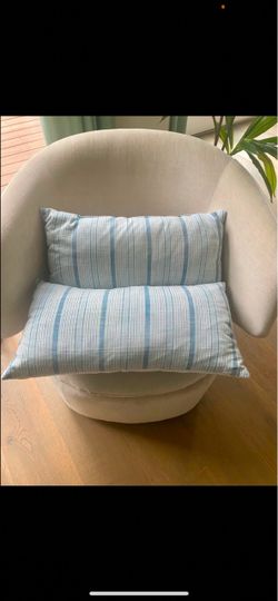 Blue and white throw pillows
