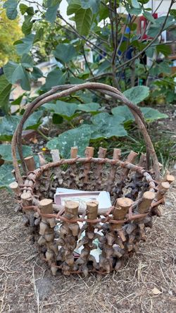 Handmade Rustic Twig & Branch Gathering Basket