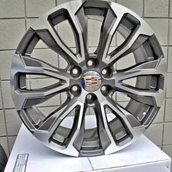 22" 24" Cadillac Escalade Gunmetal Machine Wheels 6x139.7 Chevy GMC We Finance