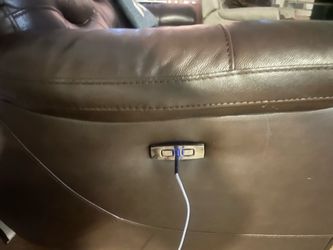Brown Leather Power Recliner Sofa