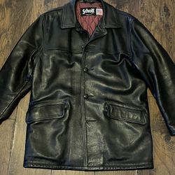 Schoot Leather Coat Black X Red Quilting Size 40