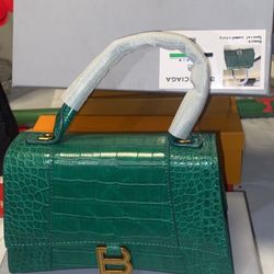 Green Leather Balenciaga Purse 