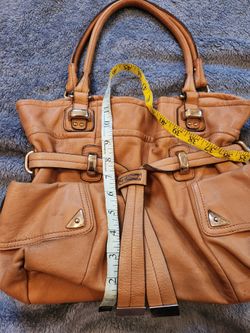 B. Makowsky tan shoulder bag. Double handle. Spacious. Authentic.