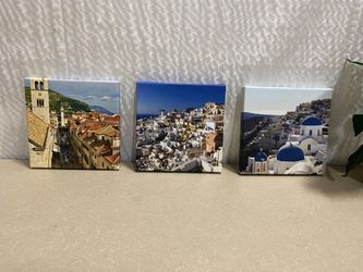 Mediterranean Scenic Photo Wrap Art Small Square Prints (Set of 3)