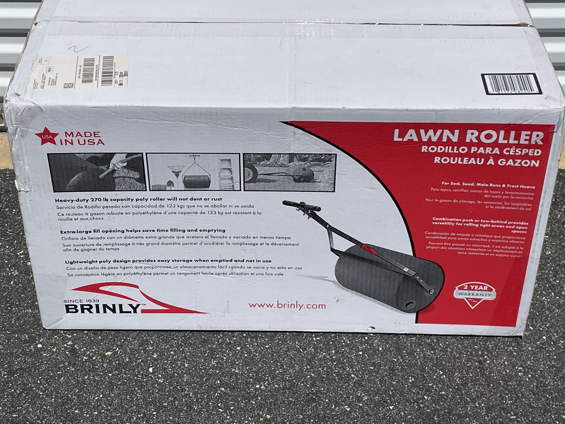 Brinly Push/Tow Poly Lawn Roller 18” x 24”