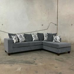 New Charcoal Sectional With Pillows