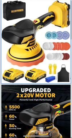 Cordless Buffer Polisher 6 inch with 2Pcs 2.0Ah Rechargeable Batteries Compat...