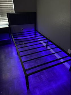 Twin size bed frame with LED lights