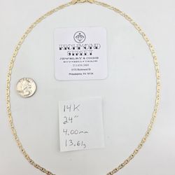 14k gold 24" tri color Valentino chain