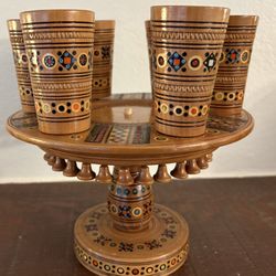 Vintage Hutsul possible Wine cups and stand