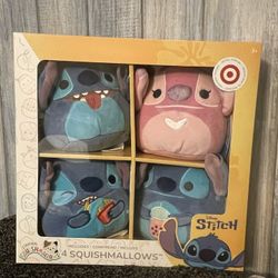 Disney Stitch and Angel Squishmallows 4-pack.