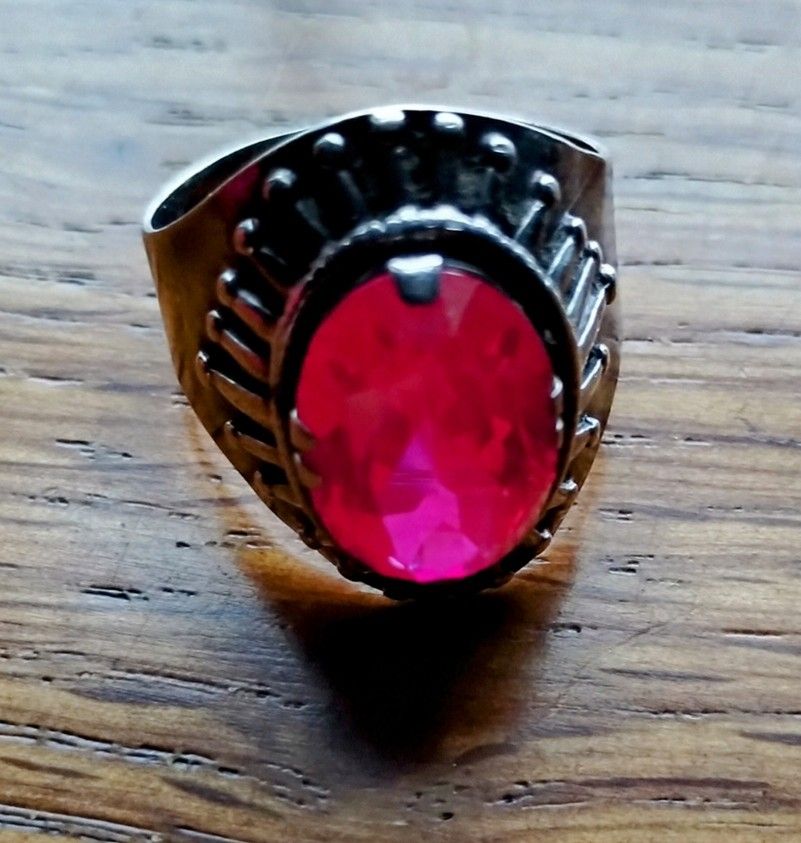 Vintage USSR Statement Ring - Sterling Silver With Ruby