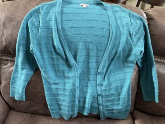 Women Merona Large Cardigan Sweater Turquoise Blue Button Up