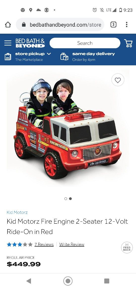 BRAND NEW Kid Motorz Fire Engine 2 Seater 12 Volt Ride On in Red Toys