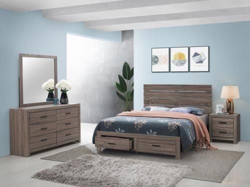 Four Piece Queen Bedroom Set With Queen Bed Frame Dresser Mirror And Night Stand On Sale Now Don't Miss