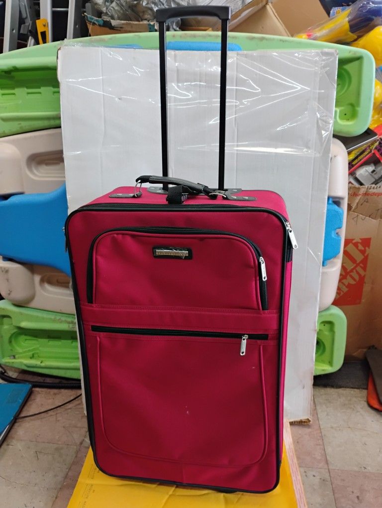Red travel select luggage with wheels and handles 26" H