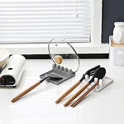 Kitchen Utensil Rest, Spoon Rest, Kitchen Utensil Set, Upgrade Hanging Design, Heat-Resistant, BPA - Free Spoon Holder for Spoons, Ladles, Tongs & Mor