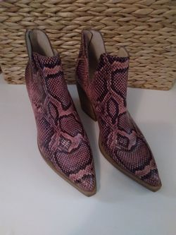 Vince Camuto Pink Snakeskin Ankle Boots