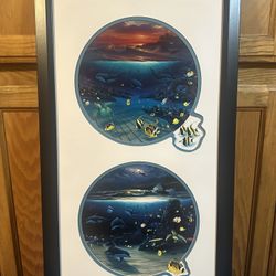 Gorgeous Vintage Framed & Signed & Matted Poster "Sunset Waters" by Robert Wyland
