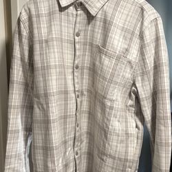Beige checkered button up shirt (L)
