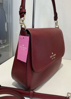 Kate Spade Saffiano Leather Staci Flap Shoulder Bag in Red