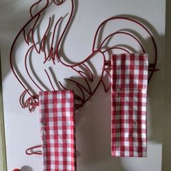 Huge Metal Rooster Wall Hanging Plate Towel Rack Country Kitchen Farmhouse 
