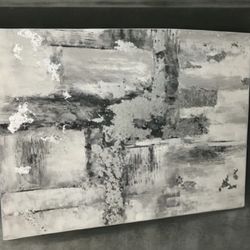 Large Grey And Silver Abstract Art 