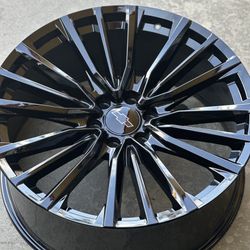 24” 26” Escalade Style New Gloss Black Wheels with Tires Tahoe Silverado