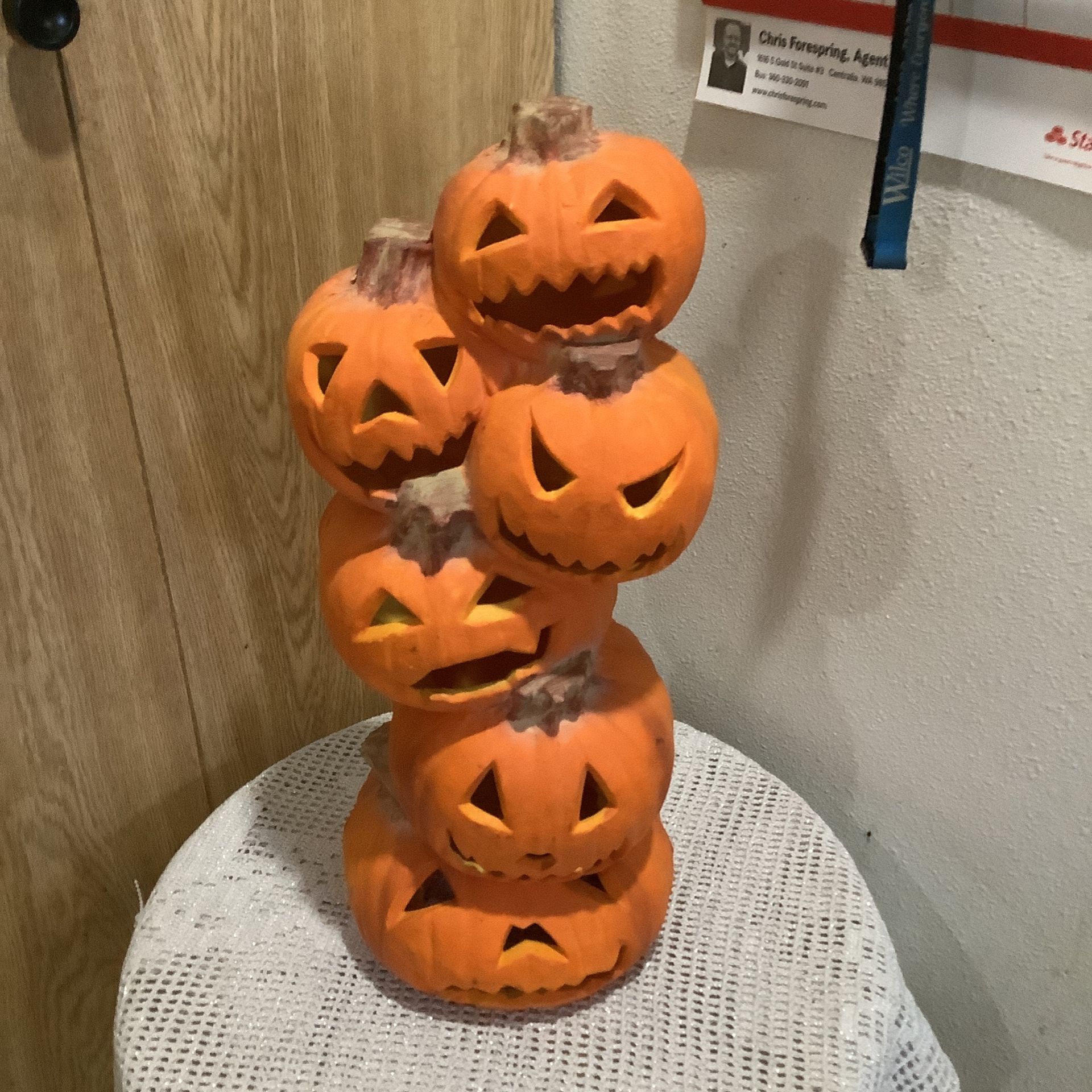 Vintage Trendmasters Halloween Foam Pumpkins Stacked Jack O Lantern Totem 18" 1993