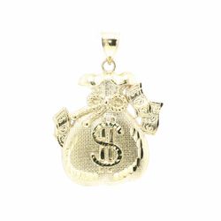 Men’s 10k Yellow Gold Large 2” Inch Moneybag Pendant for Necklace GP3137872