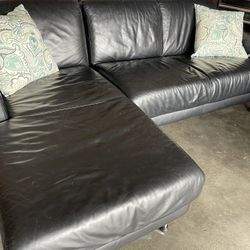 Macy’s Black Leather Sectional 