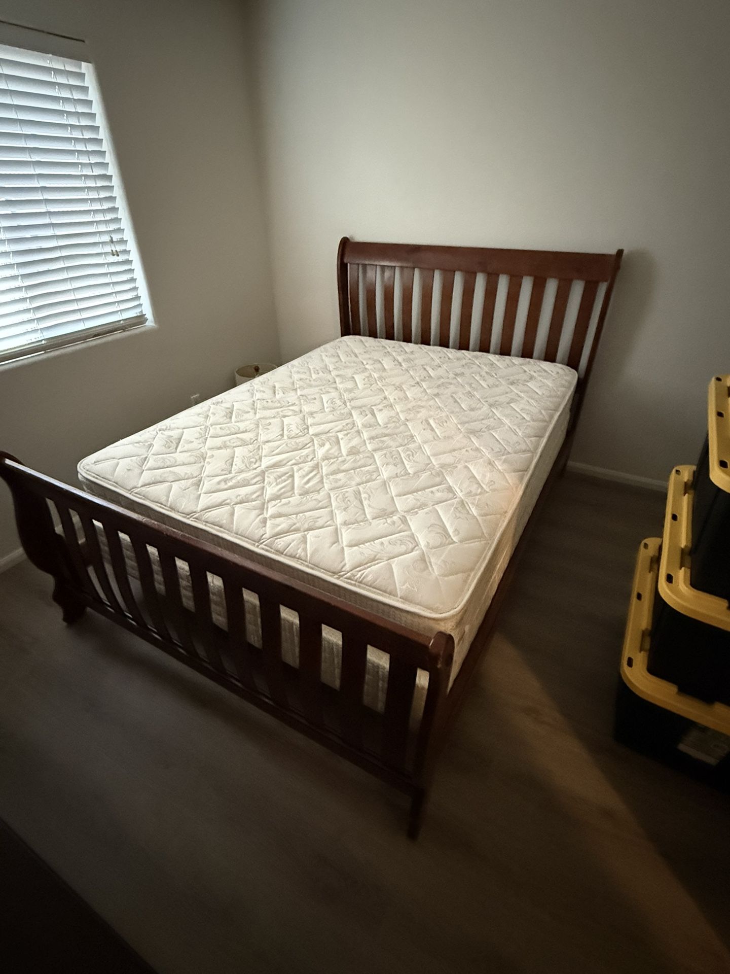 Queen Bed Frame w/ Mattress and Box Spring